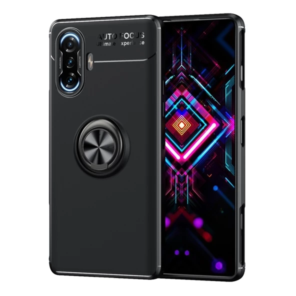 Smcase Xiaomi Redmi K40 Gaming Kılıf Ravel Yüzüklü Standlı Silikon