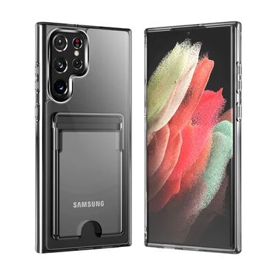 Smcase Samsung Galaxy S21 Ultra 5g Kılıf Ensa PC Sert Kartlıklı Silikon