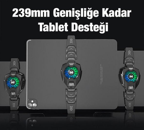 Coofbe Digital Göstergeli Tablet Soğutucu  5-8.45 inç Gamer Oyuncu Radyatör Soğutma Fanı RGB Işıklı - 4