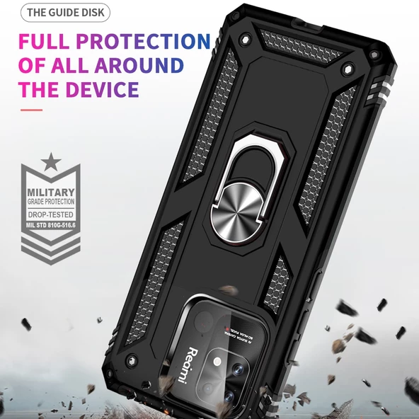 Smcase Xiaomi Redmi 10c Kılıf Vega Yüzüklü Tank Silikon - 5