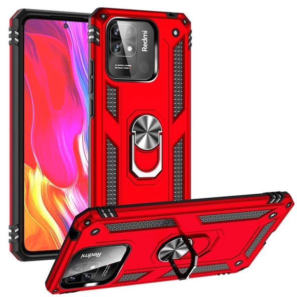 Smcase Xiaomi Redmi 10c Kılıf Vega Yüzüklü Tank Silikon - 10