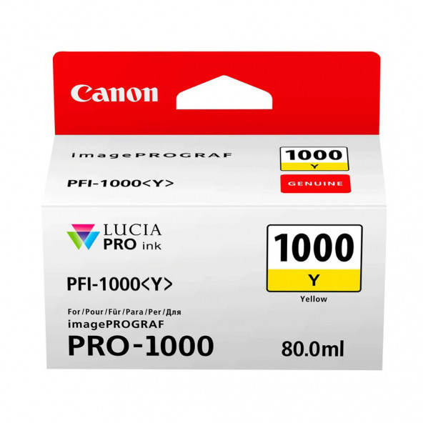 PlotterSarf Canon PFI-1000 Y (Yellow) Sarı A2 Yazıcı Orijinal Mürekkep Kartuş 80 ml. (0549C001) ürün görseli