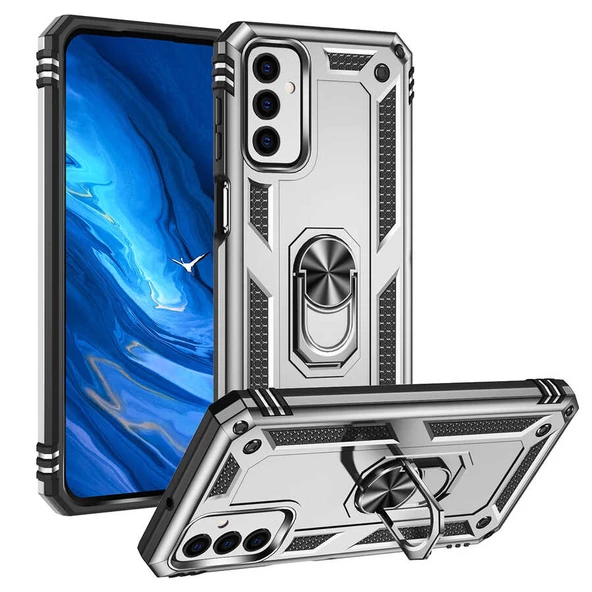 Smcase Samsung Galaxy M13 Kılıf Vega Yüzüklü Tank Kapak - Resim 5