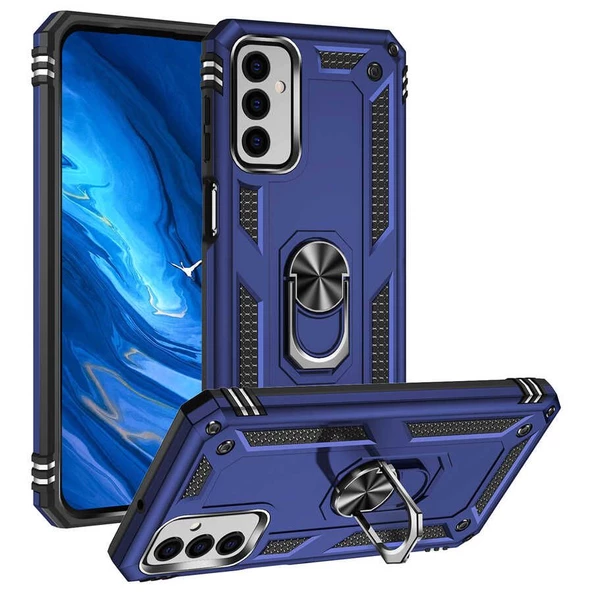 Smcase Samsung Galaxy M13 Kılıf Vega Yüzüklü Tank Kapak - Resim 7