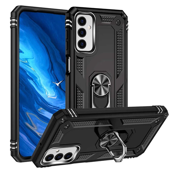 Smcase Samsung Galaxy M13 Kılıf Vega Yüzüklü Tank Kapak