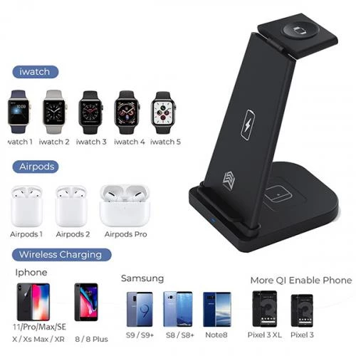 Coofbe 15W Kablosuz Şarj Cihazı Apple iWatch Şarj Standı Huawei Xiaomi Samsung İphone Şarj - 5