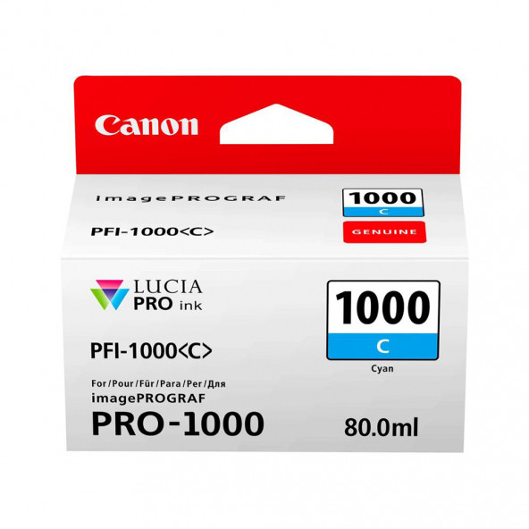 PlotterSarf Canon PFI-1000 C (Cyan) Mavi A2 Yazıcı Orijinal Mürekkep Kartuş 80 ml. (0547C001) ürün görseli