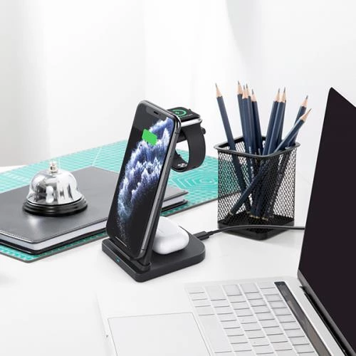 Coofbe Super Şarj 15W 3İN1 Kablosuz Şarj Standı iPhone+iWatch+AirPods Şarj Stadı Masaüstü Şarj Standı - 3