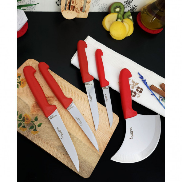 Lazbisa 5'li Silver Mutfak Bıçak Seti Günlük Kullanım Salata Pizza Börek Et Ekmek Sebze Bıçağı