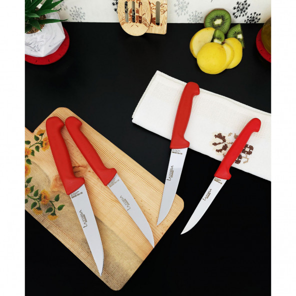Lazbisa 4'lü Silver Mutfak Bıçak Seti Günlük Kullanım Et Ekmek Sebze Meyve Bıçağı