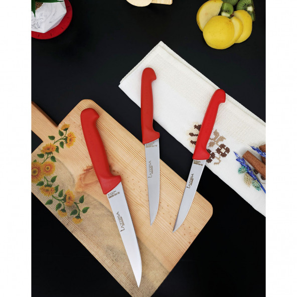 Lazbisa 3'lü Silver Mutfak Bıçak Seti Günlük Kullanım Et Ekmek Sebze Meyve Bıçağı