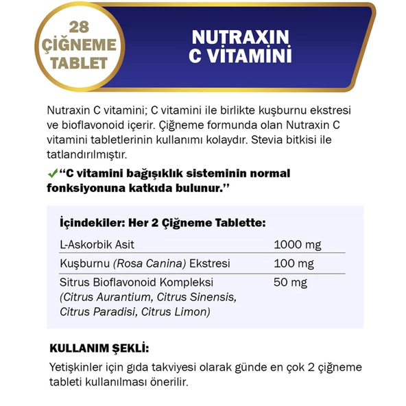Nutraxin Vitamin C 28 Çiğnenebilir Tablet - 3