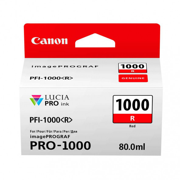 PlotterSarf Canon PFI-1000 R (Red) Kırmızı A2 Yazıcı Orijinal Mürekkep Kartuş 80 ml. (0554C001) ürün görseli
