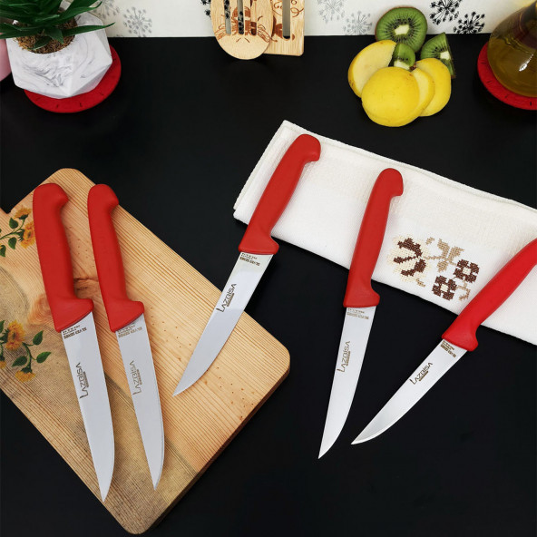 Lazbisa 5'li Silver Mutfak Bıçak Seti Günlük Kullanım Et Ekmek Sebze Meyve Bıçağı