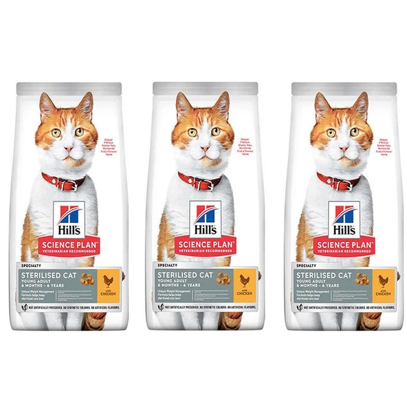 Hills Sterilised Kısırlaştırılmış Tavuklu Kedi Maması 1,5 Kg 3 Adet