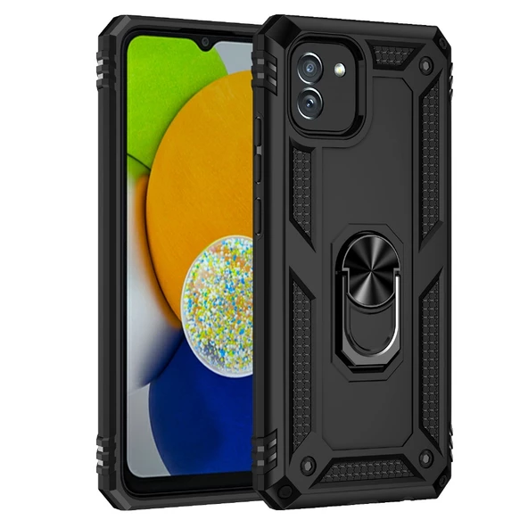 Smcase Samsung Galaxy A03 Kılıf Vega Yüzüklü Tank Kapak