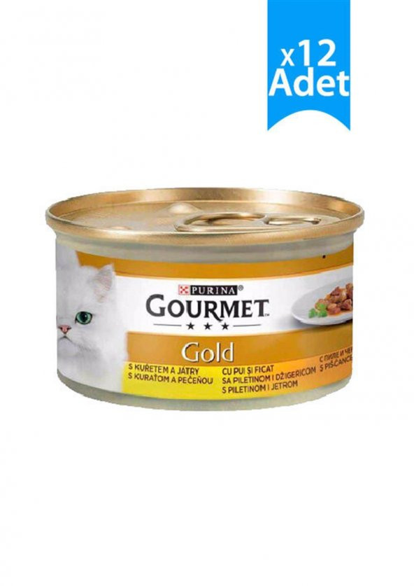 Gourmet Gold Parça Etli Soslu Tavuklu Ciğerli Kedi Konserve 85 Gr x 12 Adet