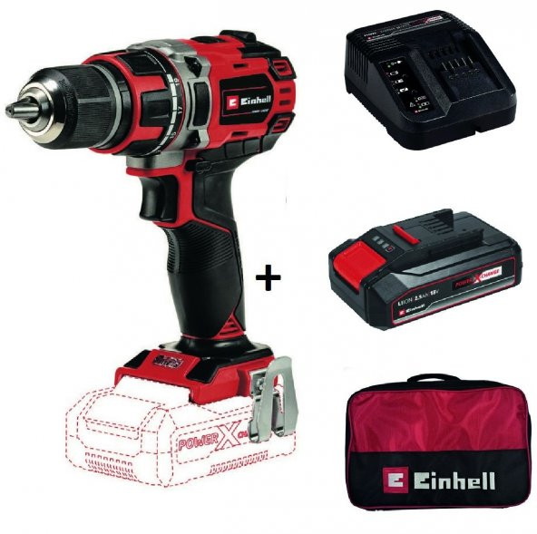 Einhell Te-Cd 18/50 Li-I Bl Kömürsüz Darbeli Matkap + 2,5 Ah StarterKit + Bez Çanta