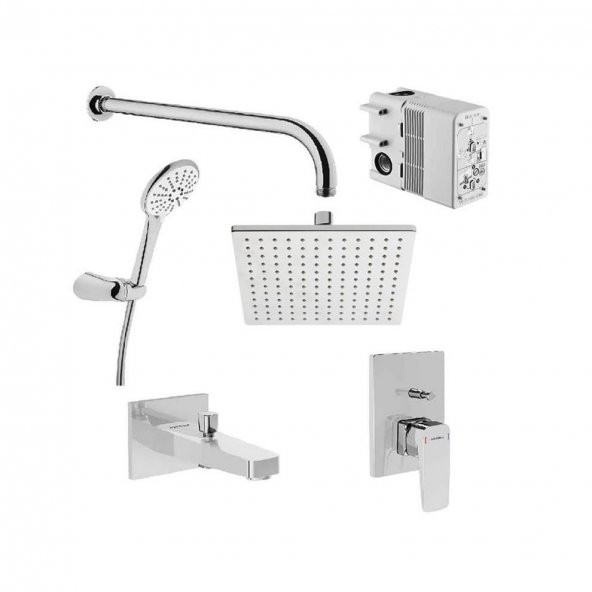 Artema Root Square Krom Ankastre Duş Seti, 6 Parça, A49280