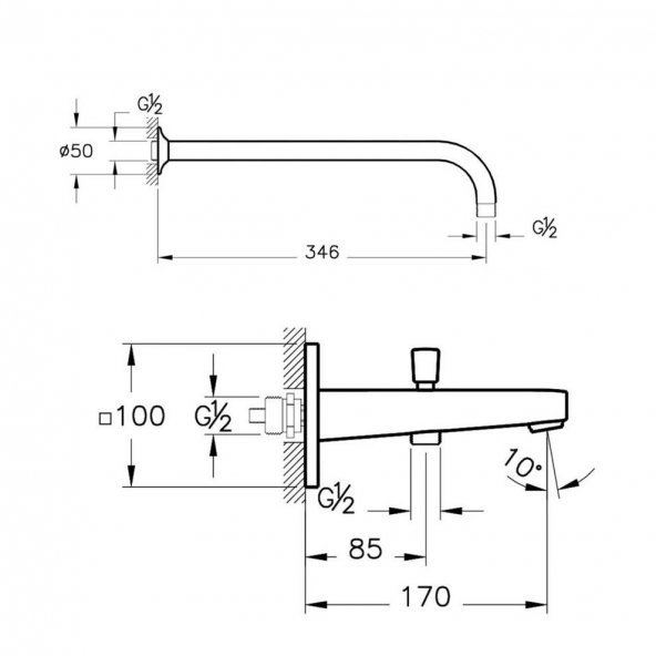 Artema Root Square Krom Ankastre Duş Seti, 6 Parça, A49280 - 6