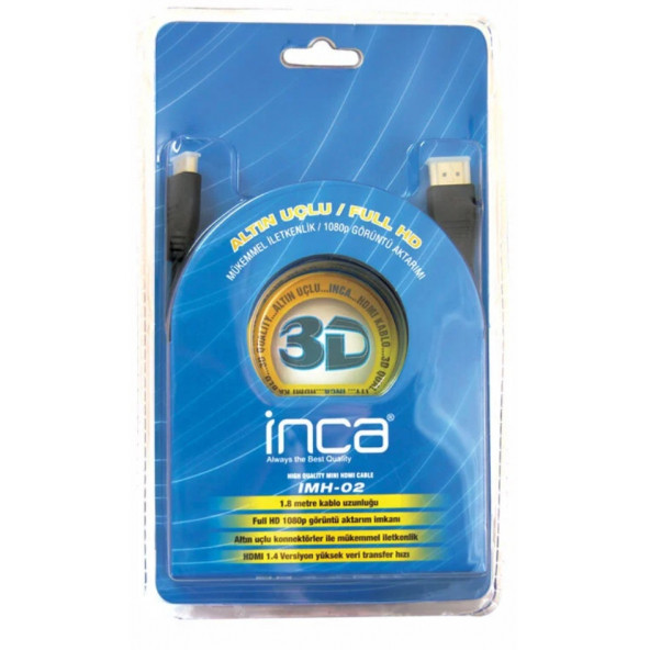 inca imh-02 Full HD 3D Altın Uçlu 1.8 M HDMI Kablo