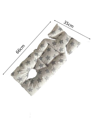 RevuBaby Bebek Arabası Puset Minderi Puset Pedi Ana Kucağı Minderi Gri Yıldızlar - 2