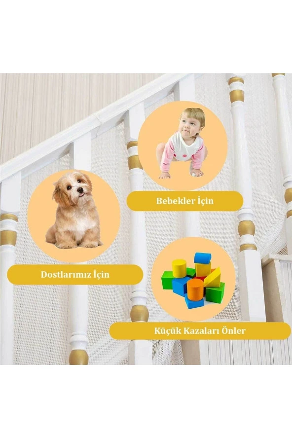 RevuBaby Çocuk Ve Evcil Hayvan Için Korkuluk Balkon Ve Merdiven Filesi Çocuk Güvenlik Filesi Koruyucu 2metre - 4