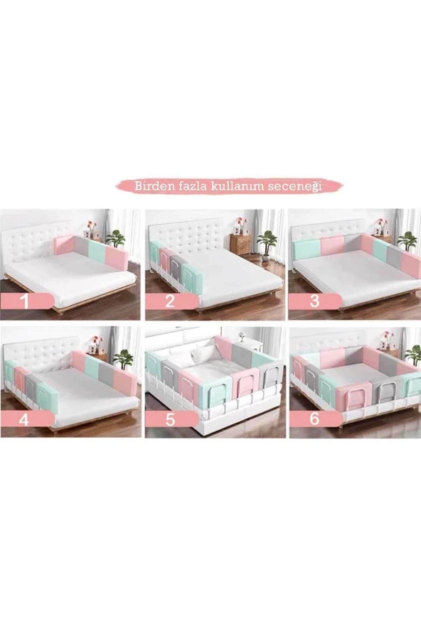 RevuBaby 100 Cm Yatak Bariyeri Bebek Ve Çocuk Korkuluğu Güvenlik Bariyeri Koruma Bariyeri Pink-pembe - 3