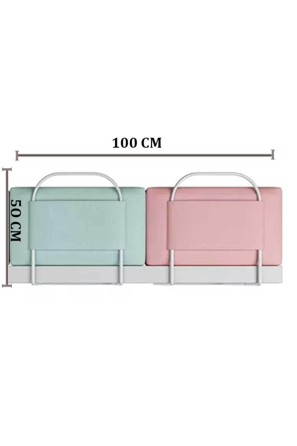 RevuBaby 100 Cm Yatak Bariyeri Bebek Ve Çocuk Korkuluğu Güvenlik Bariyeri Koruma Bariyeri Yeşil Pembe - 5