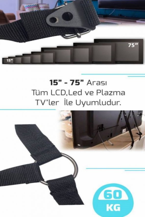 15-75" Inç Lcd Led Televizyonu Askısı Bebek Deprem Güvenlik Kemeri -aparatı 38-190 Ekran - 2