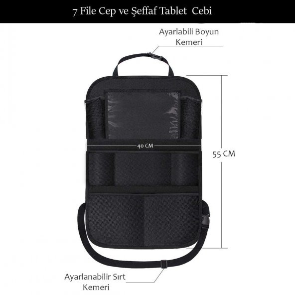 Araba Koltuk Arkası Eşya Düzenleyici Organizer Koltuk Arkası Koruyucu Tablet Cepli 2adet - 3