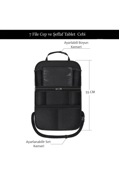 RevuBaby Araba Koltuk Arkası Eşya Düzenleyici Organizer Koltuk Arkası Koruyucu Tablet Cepli - 3