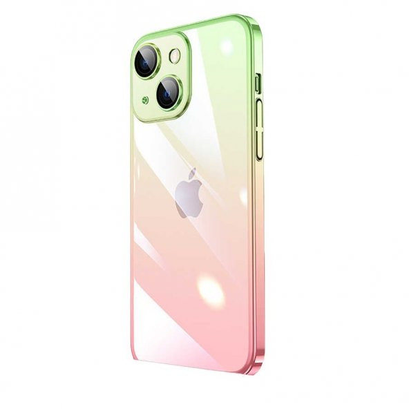 Smcase iPhone 14 Kılıf Senkron Kamera Korumalı Transparan Renk Geçişli Kapak