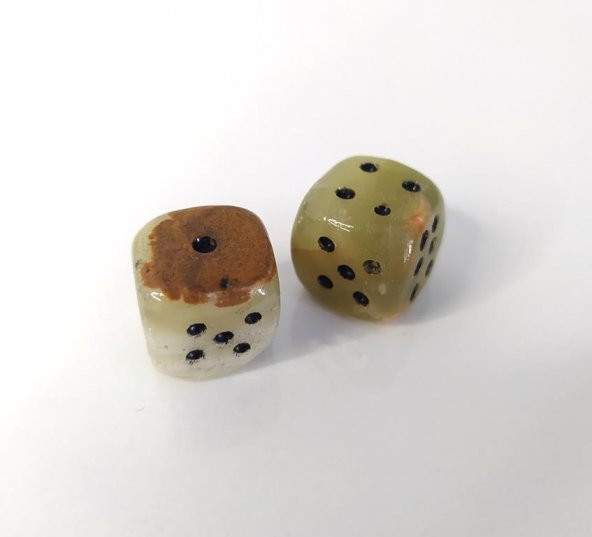 Okey Zar ikili Doğal Onix Taşı 1.5 cm Oyun Taş Dekoratif Obje - 3