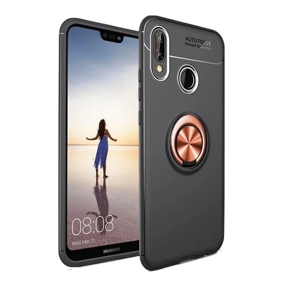 Smcase Huawei Y6 2019 Ravel Yüzüklü Silikon Kılıf  Nano Ekran Koruyucu