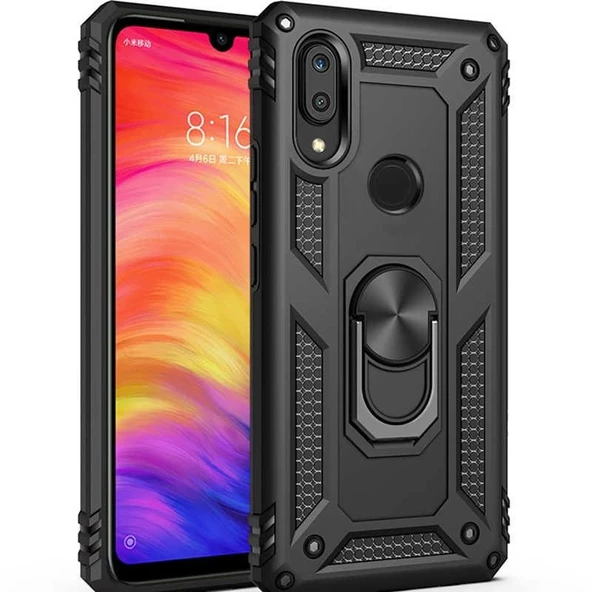 Smcase Samsung Galaxy A20s Kılıf Vega Yüzüklü Tank Kapak  Nano Ekran Koruyucu