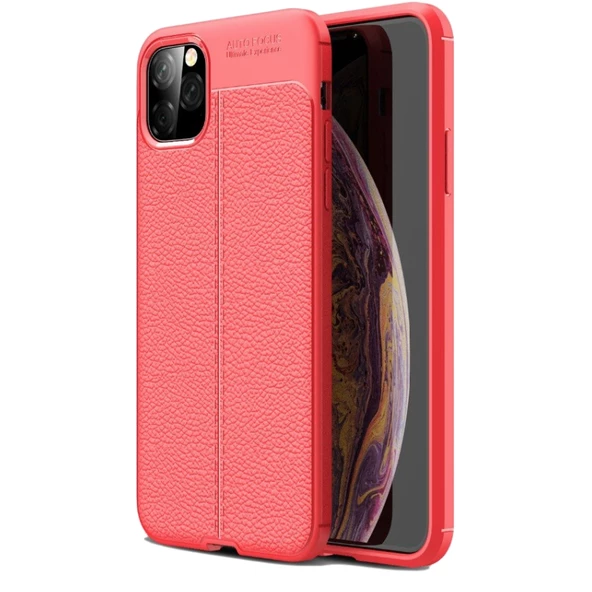 Smcase iPhone 11 Kılıf Deri Dokulu Silikon  Nano Ekran Koruyucu
