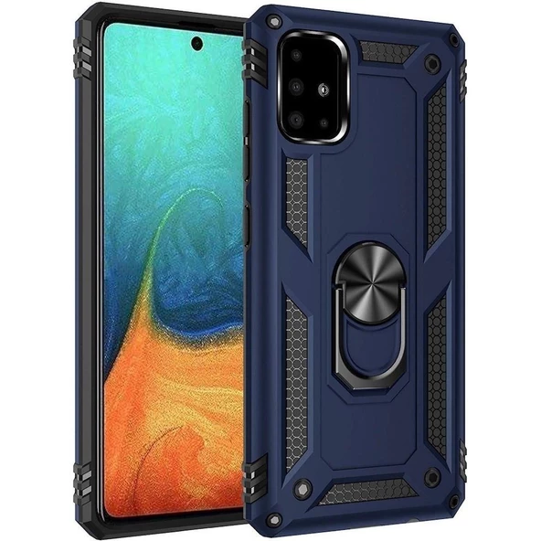 Smcase Samsung Galaxy A91 Kılıf Vega Yüzüklü Tank Kapak - Resim 6