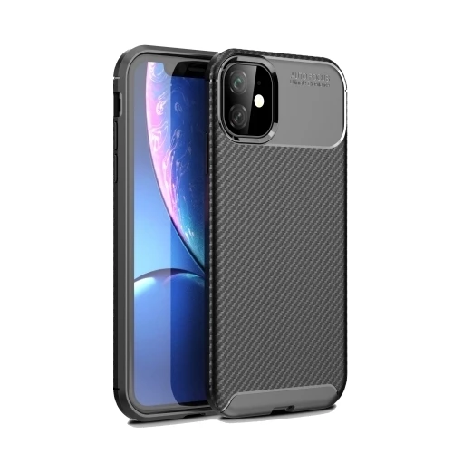 Smcase iPhone 12 Mini Kılıf Negro Karbon Silikon  Nano Ekran Koruyucu