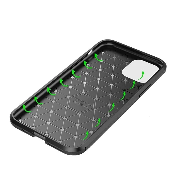 Smcase iPhone 12 Kılıf Negro Karbon Silikon Nano Ekran Koruyucu - 6