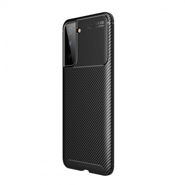 Smcase Samsung Galaxy S21 Plus 5G Kılıf Karbon Dokulu Negro Silikon  Nano Ekran Koruyucu