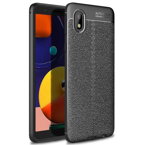 Smcase Samsung Galaxy A01 Core Kılıf Deri Dokulu Niss Silikon