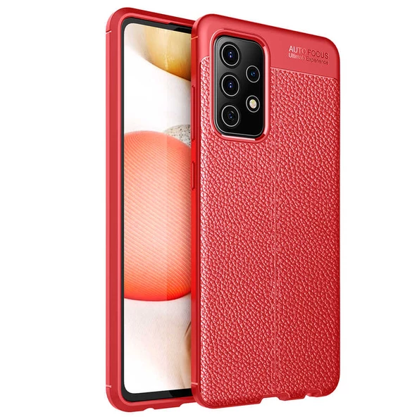 Smcase Samsung Galaxy A52 Kılıf Deri Dokulu Silikon