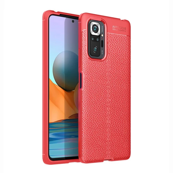 Smcase Xiaomi Redmi Note 10 Pro Kılıf Deri Dokulu Silikon  Nano Ekran Koruyucu