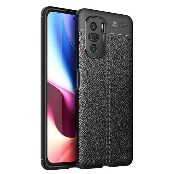 Smcase Xiaomi Redmi K40 Pro Kılıf Deri Dokulu Silikon  Nano Ekran Koruyucu