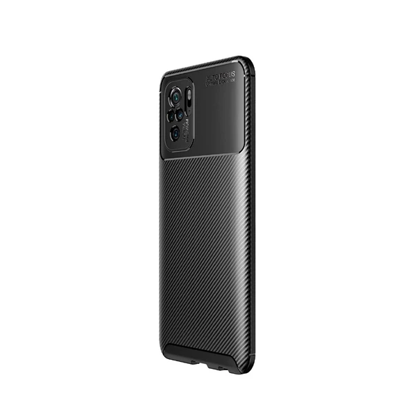 Smcase Xiaomi Redmi Note 10 Kılıf Kamera Korumalı Negro Karbon Silikon