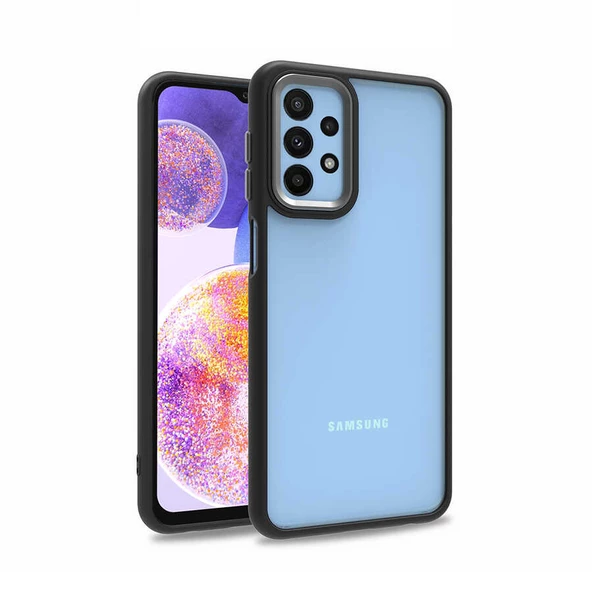 Smcase Samsung Galaxy A23 Kılıf Renkli Bumper Hybrid Flora Silikon