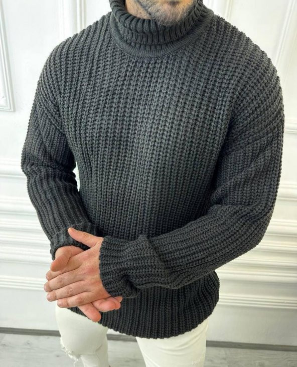 Kazak Tüylenmez Triko Boğazlı Erkek Kazak Balıkçı Yaka Kazak - 3