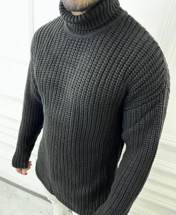 Kazak Tüylenmez Triko Boğazlı Erkek Kazak Balıkçı Yaka Kazak - 4