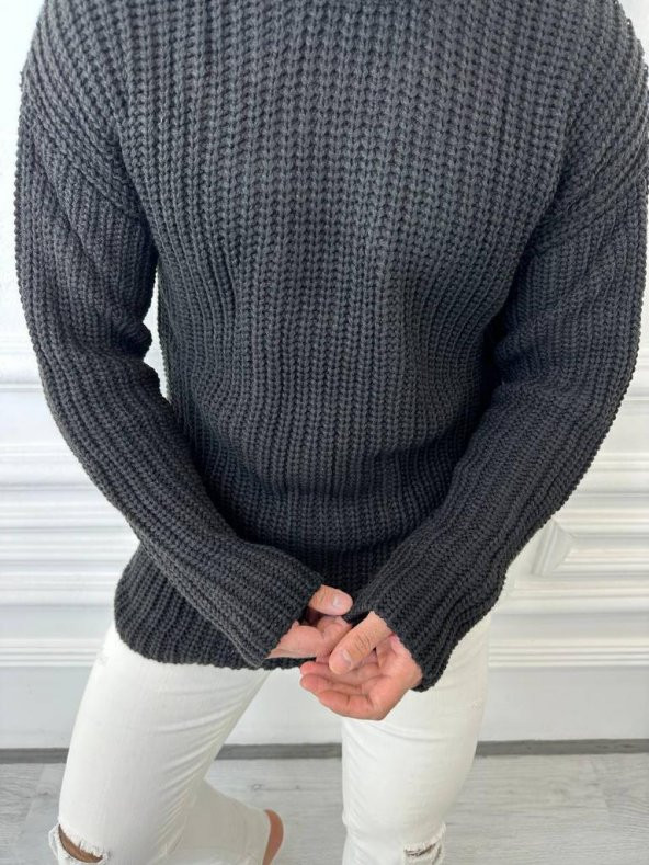 Kazak Tüylenmez Triko Boğazlı Erkek Kazak Balıkçı Yaka Kazak - 6